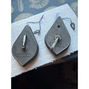 Vintage Strait-Line Chalk Line Reel Plumb Bob Irwin Co. Usa Set of 2